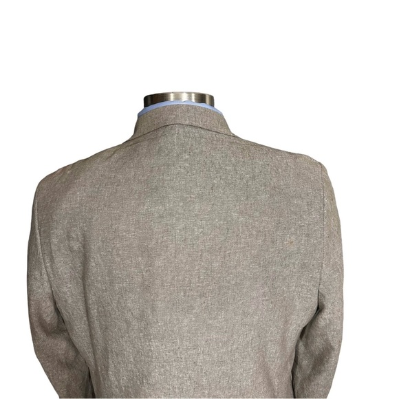 Stafford Mens Natural Brown 2 Button Linen Sports Jacket Size 44R Summer Wedding - Picture 6 of 16